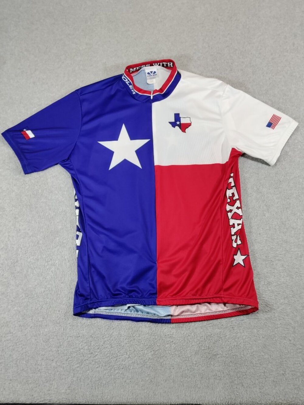 Voler Mens L Texas Flag Cycling Jersey Full Zip Bike Shirt USA